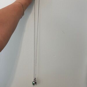 August birth stone Elegant Silver and Green Pendant Necklace